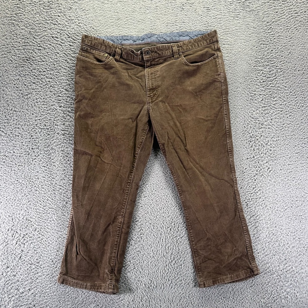 L.L.Bean Pant Mens 40x24 Brown Cotton Corduroy Chino Straight Business Stretch